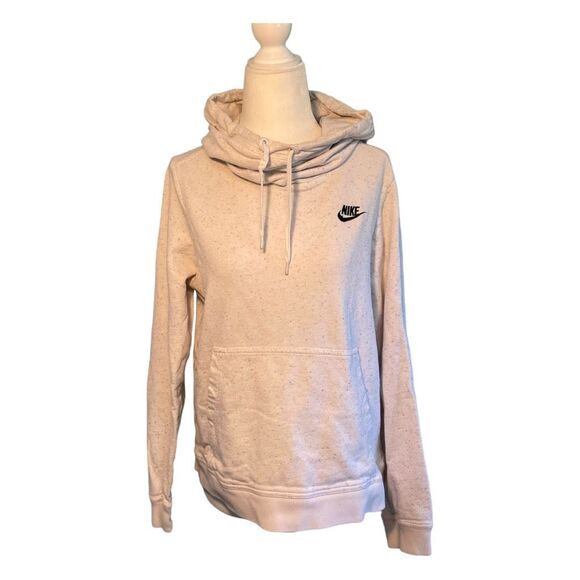 Vintage Nike Funnel Neck Hoodie Sweatshirt Ivory Confetti French Terry Knit M - Picture 2 of 9